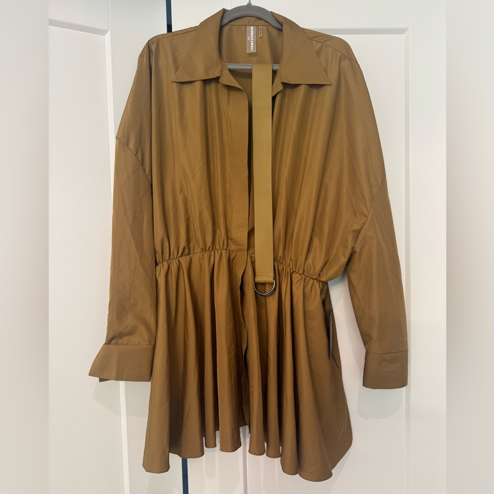 Norma Kamali Brown Belted Mini Dress